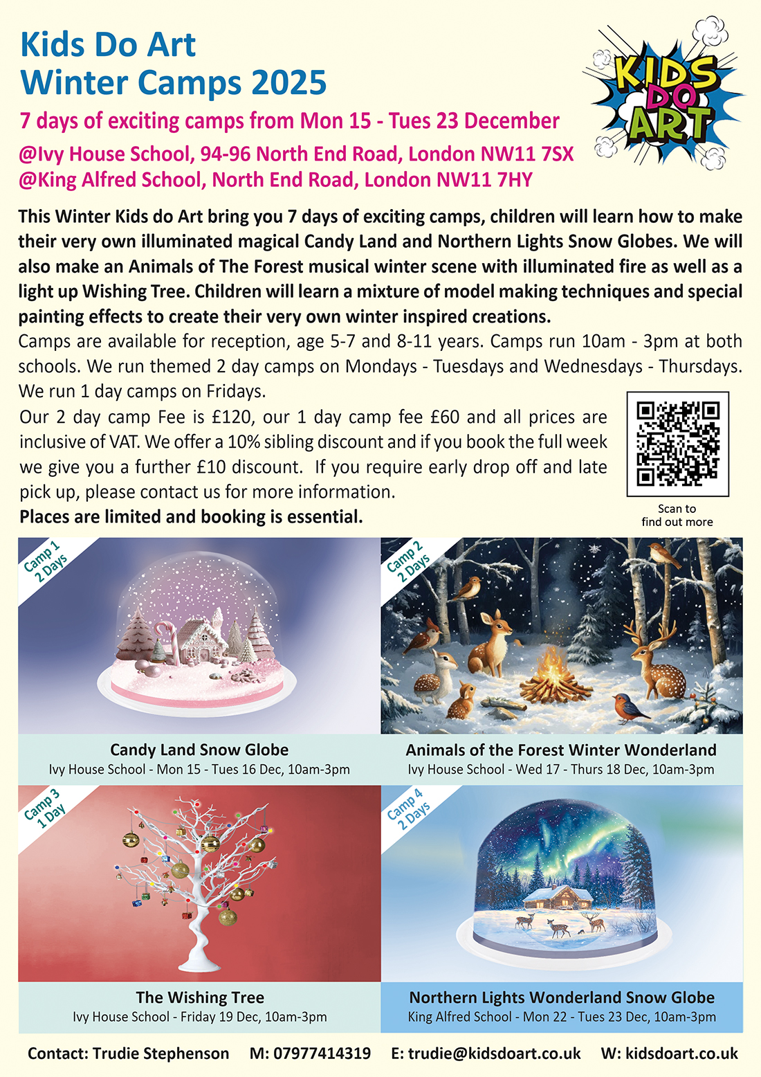 Kids Do Art are passionate about teaching children art. We offer a range of exciting 2D and 3D projects that have been developed to encourage creativity and to broaden visual language. This is a wonderful way for children to learn technique and to express their creativity under the supervision of professional artists. Skills will be developed in drawing, painting and model making.